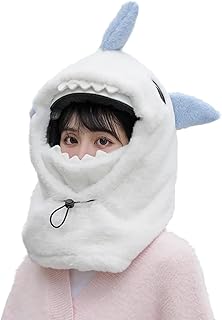 Shark Ski Helmet Cover Cute Shark face Mask Winter Warm Outdoor Hooded Sports Windproof Style Hat Scarf 3 in1 product image
