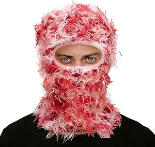 Distressed Ski Mask Balaclava, Fluffy Knitted Full Face Mask Yeat Shiesty Inspired for Men/Women product image
