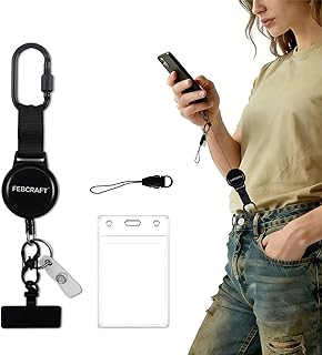 Anti-Theft Phone Tether with Locking Carabiner, Retractable Steel Wire Phone Strap product image