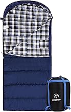 REDCAMP Flannel Sleeping Bag for Adults, Comfortable Cotton Sleeping Bags for Camping with Detachable Hood, Red/Grey/Blue/Black product image