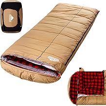 AGEMORE 0 Degree Canvas Sleeping Bag for Adults, Cotton Flannel Sleeping Bag for Winter Camping, Fishing, Hunting or Traveling, Durable Cotton Canvas Shell and Removable Flannel Liner product image