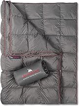 Get Out Gear Double Puffy Camping Blanket - Extra Puffy, Packable, Lightweight and Warm | Ideal for Outdoors, Travel, Stadium, Festivals, Beach, Hammock | Water-Resistant Camp Quilt (Gray/Burgundy) product image
