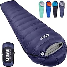 Down Sleeping Bag for Adults, 0°F 10°F 15°F 20°F 600 Fill Power Mummy Lightweight Compact Cold and Warm Weather Backpacking Sleeping Bag for Camping Hiking Outdoor All Seasons product image