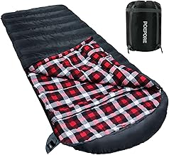 0 Degree Sleeping Bag 100% Cotton Flannel XXL Cold Weather Winter Oversized Sleeping Bag for Adults Camping Zero Degree Big and Tall with Compression Sack product image