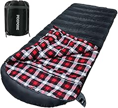 0 Degree Sleeping Bag 100% Cotton Flannel XXL Cold Weather Winter Oversized Sleeping Bag for Adults Camping Zero Degree Big and Tall with Compression Sack product image