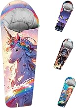 Mummy Style 32 – 59F Kids Sleeping Bag with Pillow Sleeve, Full Scale Digital Printing Unicorn, Mermaid, Kitty or Puppy, Lightweight, Ideal for Camping, Sleepover, Boys, Girls, and Youth product image