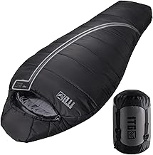 Mummy Sleeping Bag for Adults, 25℉-36℉ Cold Weather Backpacking Sleeping Bag, Lightweight 3-4 Season Winter Camp Bag with Adjustable Hood & Compression Sack, Machine Washable product image