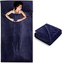 Flannel Sleeping Bag Liner for Adult, Travel Camping in Warm Cold Weather, Soft Fluffy Travel & Hotel Sleeping Bag Liner with Zipper for Hiking Camping Indoor Outdoor Use product image