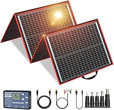 DOKIO 150W Portable Foldable Solar Panel Kit (20x21in, 7.3lb), with Separate Controller and Dual USB, Monocrystalline Charger for 12V Batteries & Power Stations, RV Camping Trailer Emergency Backup product image