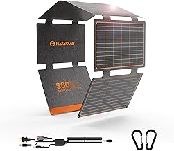 FlexSolar 60W Foldable Solar Panel, Portable Solar Charger with USB-C/USB-A QC3.0/DC 20-28V Port, IP67 Waterproof Solar Panel for RV Camping Backpacking Compatible with Phone Small Power Station product image