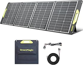 Greenmagic 200 Watt Portable Solar Panel, 23.5% High Efficiency 200W Foldable Solar Panel Charger IP67 Waterproof Solar Panel Kit w/DC XT60 MC4 Anderson Output for Home Farm Camping RV Power Station product image