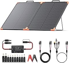 100W Portable Solar Panel, Foldable Tempered Glass Solar Panel Kit with 20A PWM Controller for 12V Battery&Power Station, IP68 Waterproof 23.5% Efficiency for RV, Camping & Off-Grid product image