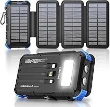 Solar Power Bank 45800mAh with 4 Panels, Portable Solar Charger with Build-in 3 Cables for iPhone, USB C in/Output 15W Fast Charging External Battery Pack with Flashlight & Camping Light product image
