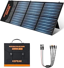 KEPEAK 100W Portable Solar Panel, Foldable Solar Panel with QC3.0 & PD, Waterproof High-Efficiency Solar Charger for RVs, Camping, Emergency Backup product image