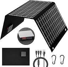 【Dongindar】 30W Foldable Solar Panel Charger,25% High Efficiency N Type Cell, Dual USB-A QC3.0 Fast Charging,Portable IP67 Waterproof Lightweight Solar Charger for Outdoor Camping Travel Emergency product image