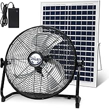 14" Solar Fan, Portable Camping Fan with 20W Solar Panel, Rechargeable Battery Powered Fan with 12 Speed, 360° Tilt Head Metal Floor Fan for Outdoor, Travel,Greenhouse, Chicken Coop (14 inch) product image