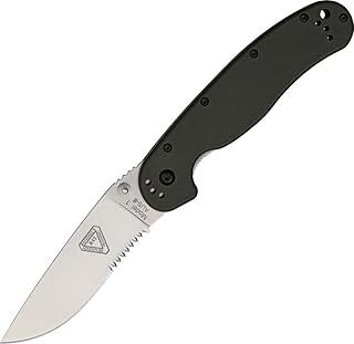 Ontario Knife Company Company 8849 Rat-1 Satin AUS-8 Stainless Steel 3.50" Serrated Edge Blade Black Nylon Handle 4-Position Reversible Clip Folding Knife for Outdoor, Tactical, Survival & EDC (Black) product image