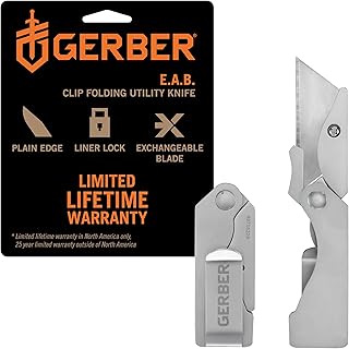 Gerber Gear EAB Pocket Razor Knife with Money Clip - EDC Gear Folding Stainless Steel Utility Knife with Box Cutter Blade for Everyday Carry product image