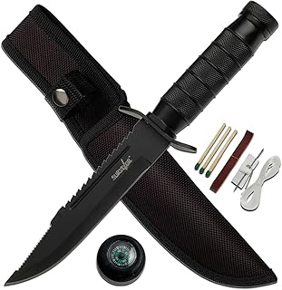 Survivor HK-695 Series Fixed Blade Knife,Reverse Serrated Blade,Metal Handle, 9-1/2-Inch Overall product image