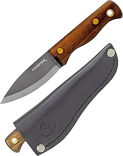 Condor Tool & Knife, Mini Bushlore 3-Inch Drop Point Blade, Walnut Handle, Leather Sheath product image