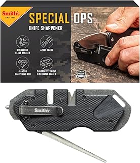 Smith’s Pocket Pal Tactical Knife Sharpener - 2 Stage Sharpener & Diamond Sharpening Rod - Pocket Clip - Outdoor Hunting Knife & Hook Sharpener - Compact & Lightweight product image