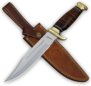 PERKINS | 12 Inch Fixed Blade Bowie Knife | Hunting Knife, Leather Handle | Leather Sheath | Designed For Hunting, Survival, Skinning, Camping & Self Defense | product image