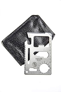 SE 11-Function Stainless Steel Survival Pocket Tool - Compact, Credit Card-Sized Multi-Tool with Leatherette Case - Ideal for Camping, Hiking, and Outdoor Activities- MT908-1 product image