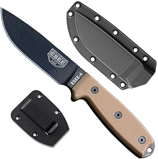 ESEE 4P Survival Knife - Field Tested Fixed Blade Knife with Molded Polymer Sheath & Clip Plate, Full Tang, Plain Edge - Durable Outdoor Camping Blade with Sheath for Survival product image