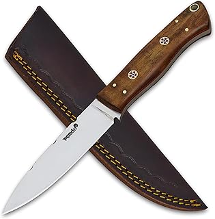 Perkin RMB Handmade Hunting Knife with Sheath – 9” Full Tang Bushcraft Knife, 4.5” High Carbon Steel Fixed Blade, Walnut Wood Handle Survival Knife for Camping & Hunting product image