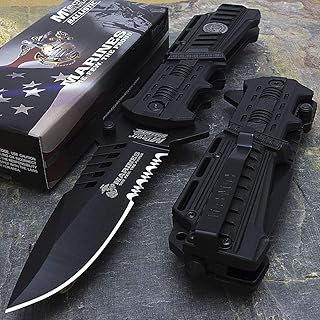 MTECH USA Pocket Folding Knife, Licensed by USMC, Pocket Clip, Tactical, Survival, Rescue, EDC (1000 Black) product image