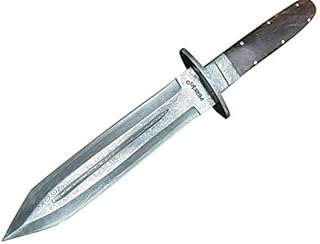 Hunting Knife - 8” Fixed Blade Knife Full Tang - Razor Sharp Double Edge Damascus Steel Knife with Walnut Wood Handle and Leather Sheath for Camping, Tactical, and Survival by Perkin product image