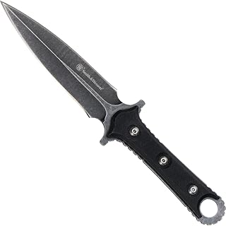 Smith & Wesson SWF606 8.6in High Carbon S.S. Full Tang Fixed Blade Knife with 4.4in Duel Edge Blade and TPE Handle for Outdoor, Tactical, Survival and EDC product image