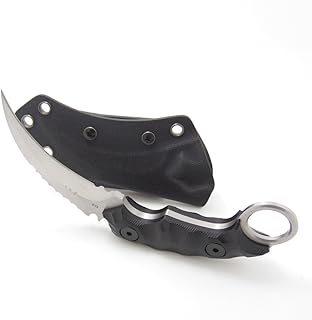 MASALONG Outdoor Survival Claw Tactical Teeth Knife Double Edged Sharp Fixed Blade Knife with Sheath (Sand Light-kydex Sheath) product image