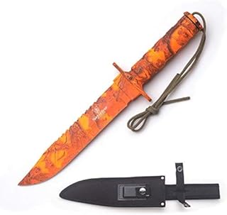 Snake Eye Tactical Full Tang Rescue Style Outdoor Knife w/Sheath & Survival Kit Hunting Camping Fishing Razor Sharp Blade (Orange Camo) product image