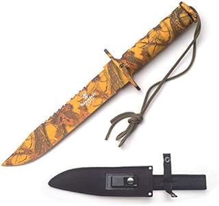 Snake Eye Tactical Full Tang Rescue Style Knife w/Sheath & Survival Kit Hunting Camping Fishing Outdoors Razor Sharp Blade (Yellow Camo) product image