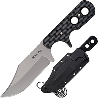 Cold Steel Mini Tac Bowie 3-5/8" Lightweight Durable 8Cr13MoV Stainless Steel Fixed Blade Clip Point Outdoor Hunting Utility Knife, Griv-Ex Handle, Secure-Ex Sheath - Boxed product image