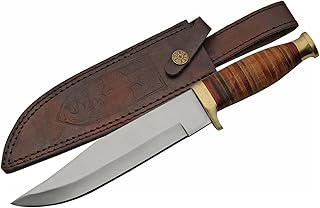 SZCO Full Tang Skinning Knife 12 Inch - Camping Knifes with Stainless Steel Blade, Brass Guard, Wood Handle & Leather Sheath - Bowie Knife for Hiking, Camping & Outdoor for Men product image