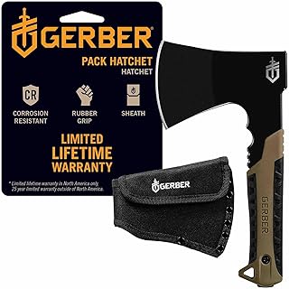 Gerber Gear Pack Hatchet - 3.5" Steel Blade Axe with Full Tang - Survival, Bushcraft and Camping Gear - with Mountable Nylon Sheath - Brown product image