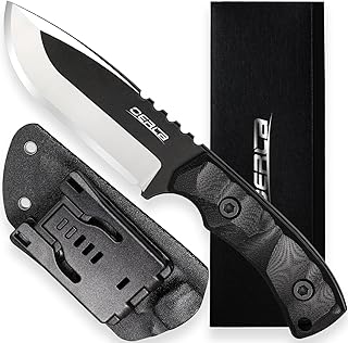 OERLA TAC DE-0014 Fixed Blade Outdoor Duty Knife 420HC Stonewashed Stainless Steel Field Knife Straight Camping Knife with G10 Handle Waist Clip EDC Kydex Sheath (Black) product image