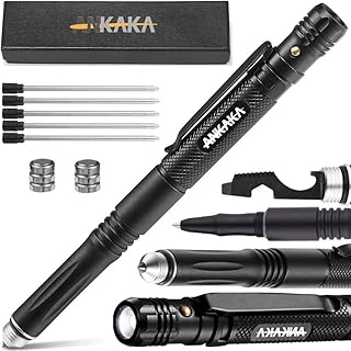 The Most Loaded 6-in-1 Tactical Pen: Solves Other Brands' Weaknesses,Self Defense Tip + Flashlight + Ballpoint + Bottle Opener + Screw Driver + Hexagonal Wrench, 5 Ink Refills + 6 Batteries + Gift Box product image