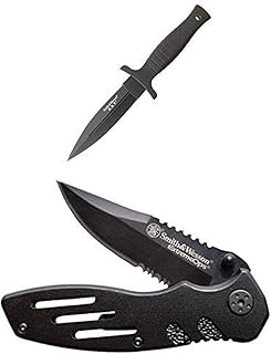 Smith & Wesson SWHRT9B 9in High Carbon S.S. Fixed Blade Knife with 4.7in Dual Edge Blade and TPE Handle for Outdoor, Tactical, Survival and EDC product image