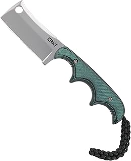 CRKT Minimalist Cleaver Outdoor Survival Fixed Blade Knife with Sheath: Stainless Steel Plain Edge Blade, Micarta Handle, 2383 product image