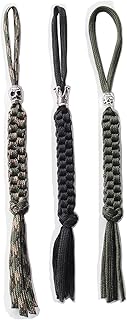 Paracord Knife Lanyard with Alloy Skull Beads,Handcrafted Lanyards Pendant for Pocket Knife/Outdoor Gear/Zipper Pulls/Survival Key-Chain/Cell,3 pcs product image