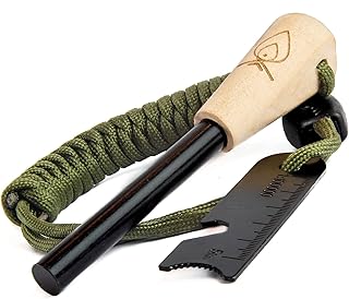 Texas Bushcraft Fire Starter - 3/8" Thick Ferro Rod with Striker and Paracord Wrist Lanyard – Waterproof Flint Fire Steel Survival Lighter for Your Camping, Hiking and Backpacking Gear product image