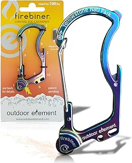 OUTDOOR ELEMENT Firebiner Custom Engraved 6-in-1 Fire Starter Carabiner Multitool – Survival Gear EDC Keychain with Utility Blade, Bottle Opener, Screwdriver, Emergency Tool product image
