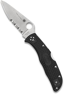Spyderco Endela Lightweight Knife with Flat Ground Steel Blade and Tunnel to Towers Black FRN Handle - CombinationEdge - C243FPSBKBL product image