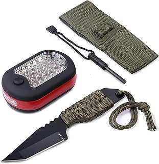 3-Piece Outdoor Survival Tool Kit, 7-Inch Fixed Blade Knife, Fire Starter, and a Bonus Worklight - Perfect to Toss in Your Backpack, Bug Out Bag or Glove Box for Camping, Hiking, Fishing and Emergency product image