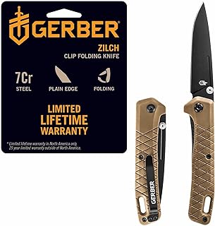 Gerber Gear Zilch Pocket Knife with 3.1" Plain Edge Blade, Folding Knife with Clip, Lightweight, EDC Gear and Equipment product image