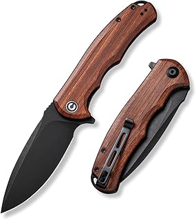 CIVIVI Folding Pocket Knife- Praxis Flipper Liner Lock Knife, 3.75" Black Stonewashed Blade with Cuibourtia Wood Handles, Reversible Clip for Everyday Carry Outdoor Use C803H product image