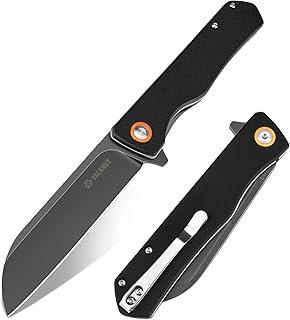 VALKNUT EDC Folding Pocket Knife, D2 Steel Sheepsfoot Stonewashed Blade Knives with Black G10 Handle, Small Utility Pocket Knife for Outdoor Camping & Hiking Work product image